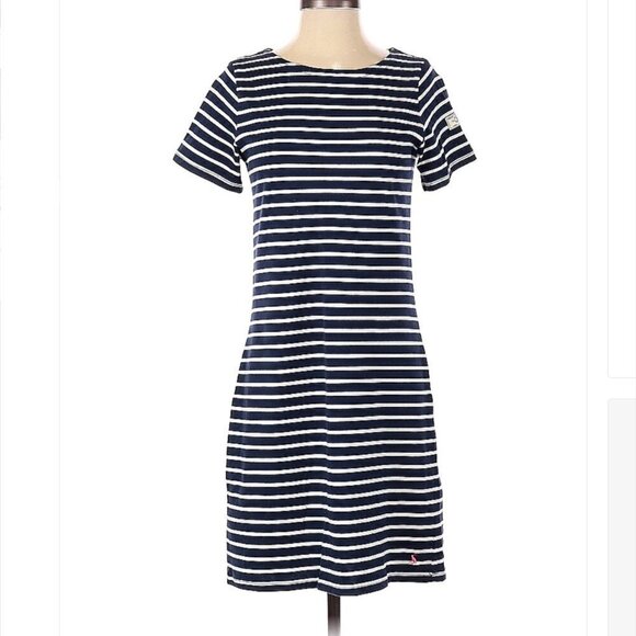 JOULES Navy & White Preppy Short Sleeve Casual Dress Size 4 - Picture 1 of 3